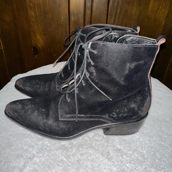 Jo Ghost distressed velvet lace up boots - Picture 2 of 8